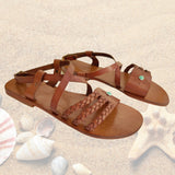 Handcrafted Strappy Vegetal Leather Women Sandalet -Life Style Shoes-Gift Fashion Footwear-Strappy Sandal