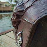 MADE TO ORDER-Handcrafted Genuine Leather Brown Skull Motorcycle Left Side Saddlebag- Gift Harley Davidson Softail Swingarm Bag