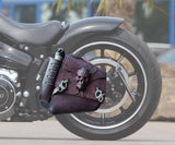 MADE TO ORDER-Handcrafted Genuine Leather Brown Skull Motorcycle Left Side Saddlebag- Gift Harley Davidson Softail Swingarm Bag