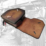 Indian Scout Handcrafted Genuine Leather Maroon and Black Skull Left Side Saddlebag-Gift Indian and Universal Side Mount Bag