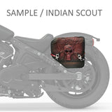 Indian Scout Handcrafted Genuine Leather Maroon and Black Skull Left Side Saddlebag-Gift Indian and Universal Side Mount Bag