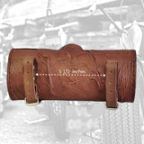 Made To Order-Handcrafted Genuine Vegetal Tan Brown Leather Front Fork Tool Bag With Embossed Skull Design-HD and Universal Motorcycle Bag