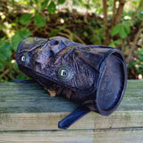 Made To Order-Handcrafted Rustic Black Genuine Leather Front Fork Tool Bag Embossed Skull-Gift Harley Davidson-Universal Motorcycle Bag