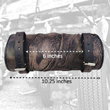 Made To Order-Handcrafted Rustic Black Genuine Leather Front Fork Tool Bag Embossed Skull-Gift Harley Davidson-Universal Motorcycle Bag