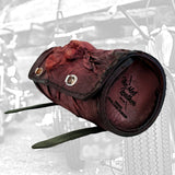 Made To Order-Handcrafted Brown Genuine Leather Front Fork Tool Bag With Embossed Skull Design-Gift HD and Universal Motorcycle Bag