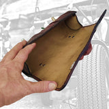 Made To Order-Handcrafted Brown Genuine Leather Front Fork Tool Bag With Embossed Skull Design-Gift HD and Universal Motorcycle Bag