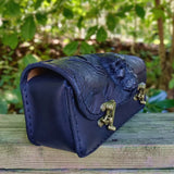 Made to Order-Handcrafted Genuine Black Leather Front Fork Tool Bag With Embossed Skull-Gift Harley Davidson and Universal Motorcycle Bag