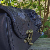 Made to Order-Handcrafted Genuine Black Leather Front Fork Tool Bag With Embossed Skull-Gift Harley Davidson and Universal Motorcycle Bag