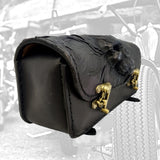 Made to Order-Handcrafted Genuine Black Leather Front Fork Tool Bag With Embossed Skull-Gift Harley Davidson and Universal Motorcycle Bag