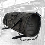 Made To Order-Handcrafted Genuine Black Leather Front Fork Tool Bag Embossed Skull Design-Gift Harley Davidson and Universal Motorcycle Bag