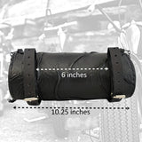 Made To Order-Handcrafted Genuine Black Leather Front Fork Tool Bag Embossed Skull Design-Gift Harley Davidson and Universal Motorcycle Bag