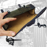 Made To Order-Handcrafted Genuine Black Leather Front Fork Tool Bag Embossed Skull Design-Gift Harley Davidson and Universal Motorcycle Bag