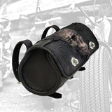 Made To Order-Handcrafted Genuine Vegetal Leather Front Fork Tool Bag Embossed Skull Design-Gift Harley Davidson-Universal Motorcycle Bag