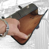 Made To Order-Handcrafted Genuine Vegetal Leather Front Fork Tool Bag Embossed Skull Design-Gift Harley Davidson-Universal Motorcycle Bag
