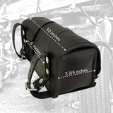 Made To Order-Handcrafted Genuine Black Leather Front Fork Tool Bag Embossed Skull Design-Gift Harley Davidson and Universal Motorcycle Bag.