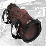 Made to Order Handcrafted Brown and Black Genuine Leather Front Fork Tool Bag With Embossed Skull Design-Gift Harley Davidson and Universal Motorcycle Bag