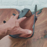 Made To Order-Handcrafted Rustic Dark Maroon Leather Front Fork Bag Embossed Skull Design-Gift Harley Davidson and Universal Motorcycle Bag