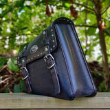 Handcrafted Rustic Brown Genuine Vegetal Leather Right Side Saddle Bag with Conchos-Gift Universal-Harley Davidson Sportster Swingarm Bag