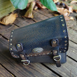 Handcrafted Rustic Brown Genuine Vegetal Leather Right Side Saddle Bag with Conchos-Gift Universal-Harley Davidson Sportster Swingarm Bag