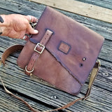 Handcrafted Genuine Vegetal  Rustic Brown Leather Postman Shoulder Bag-Gift Cross Body Bag-Leather Messenger Bag