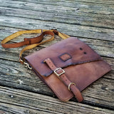 Handcrafted Genuine Vegetal  Rustic Brown Leather Postman Shoulder Bag-Gift Cross Body Bag-Leather Messenger Bag
