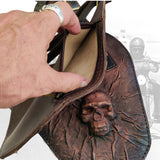 Handcrafted Rustic Brown Large Leather Holster-Leather Shoulder Bag-Leather Festival Bag-Gift Travel Bag-Burning Man Gear Embossed Skull