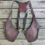 Handcrafted Rustic Brown Large Leather Holster-Leather Shoulder Bag-Leather Festival Bag-Gift Travel Bag-Burning Man Gear Embossed Skull