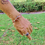 Handcrafted Brown Genuine Leather Unisex Marine Style Fashion Bracelet-Cuff-Stainless Shackle design bracelet