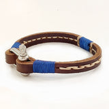 Handcrafted Brown Genuine Leather Unisex Marine Style Fashion Bracelet-Cuff-Stainless Shackle design bracelet