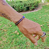 Handcrafted Brown Genuine Leather Unisex Marine Style Fashion Bracelet-Cuff-Stainless Shackle design bracelet