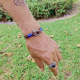 Handcrafted Brown Genuine Leather Unisex Marine Style Fashion Bracelet-Cuff-Stainless Shackle design bracelet