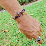 Handcrafted Brown Genuine Leather Unisex Marine Style Fashion Bracelet-Cuff-Stainless Shackle design bracelet