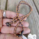 Handcrafted Genuine Vegetal Leather Necklace with Silver Plated Pewter Pisces Pendant-Unique Gift Unisex Hand Braided Strap Fashion Jewelry