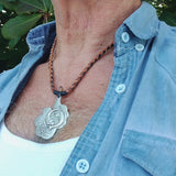 Handcrafted Genuine Vegetal Leather Necklace with Silver Plated Pewter Pisces Pendant-Unique Gift Unisex Hand Braided Strap Fashion Jewelry