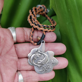 Handcrafted Genuine Vegetal Leather Necklace with Silver Plated Pewter Pisces Pendant-Unique Gift Unisex Hand Braided Strap Fashion Jewelry