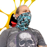 Neck Gaiter-Face Mask-Coolmax Bandana-Felix- Blue and Black Bandana  Sports Wear-Quality Gift Active Purpose Headwear Face Shield