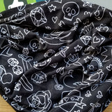 Unique Neck Gaiter - Triangle Face Mask - Tattoo - Black Face Mask - Biker Bandana - Gift Design Scarf