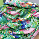 Tropic Flamingo - Green Bandana - Head Scarves - Hair Bandana - Neck Gaiter - Hair Scarf - Bandanna