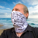Notes Coolmax Active Bandana-Gray Music Notes Design Gray Color Sports Wear-Quality Gift Active Purpose Headwear Face Shield