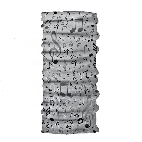Notes Coolmax Active Bandana-Gray Music Notes Design Gray Color Sports Wear-Quality Gift Active Purpose Headwear Face Shield