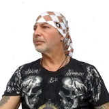 Neck Gaiter-Face Mask-Head Scarves-Headband-Cafe Racer Check-White Bandana-Quality Gift Biker's Headwear Face Shield