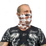 Neck Gaiter-Face Mask-Head Scarves-Headband-Cafe Racer Check-White Bandana-Quality Gift Biker's Headwear Face Shield