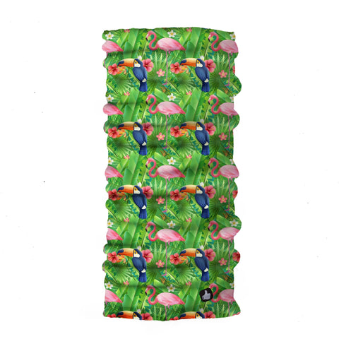 Tropic Flamingo - Green Bandana - Head Scarves - Hair Bandana - Neck Gaiter - Hair Scarf - Bandanna