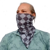 Unique Neck Gaiter - Triangle Face Mask - Checker Black - Black Face Mask - Protective Face Cover - Biker Bandana - Gift Design Scarf