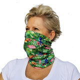 Tropic Flamingo - Green Bandana - Head Scarves - Hair Bandana - Neck Gaiter - Hair Scarf - Bandanna