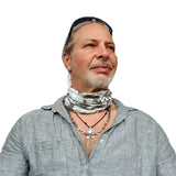 Neck Gaiter-Face Mask-Head Scarves-Headband-Kalahari Camo  Design Gray and Black Bandana-Quality Gift Headwear Face Shield