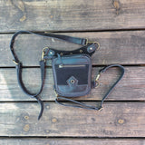 Small Black Genuine Leather and Black Suede Drop leg Bag with Adjustable Strap, Unisex Fanny Pack Bag, Leather Fanny Bag Gift