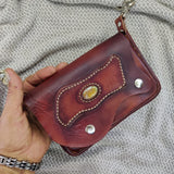 Handcrafted Vegetal Leather Multifunctional Brown Belt Bag with Natural Agate Stone Design – Gift -Versatile Fanny Pack