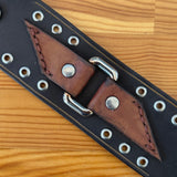 Unique Handcrafted Genuine Leather with Buckle Detail Bracelet-Adjustable Unisex Gift Studded Cuff Wristband Brown Black