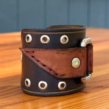 Unique Handcrafted Genuine Leather with Buckle Detail Bracelet-Adjustable Unisex Gift Studded Cuff Wristband Brown Black